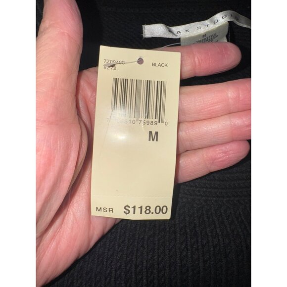 NWT Max Studio Black Knit Long Fit and Flare Sweater Tunic Top Retail $118 City - Picture 7 of 10